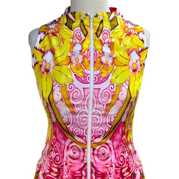 Mackenzie Mode | US 2 | Floral Sleeveless Mini Zip-Up Fit and Flare Dress - Picture 5 of 12